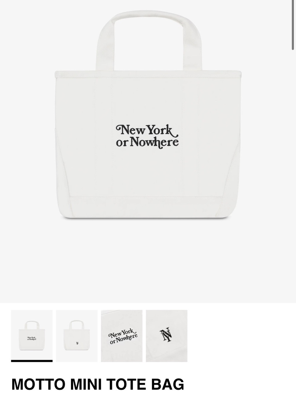 Motto Mini Tote Bag - White New York Script